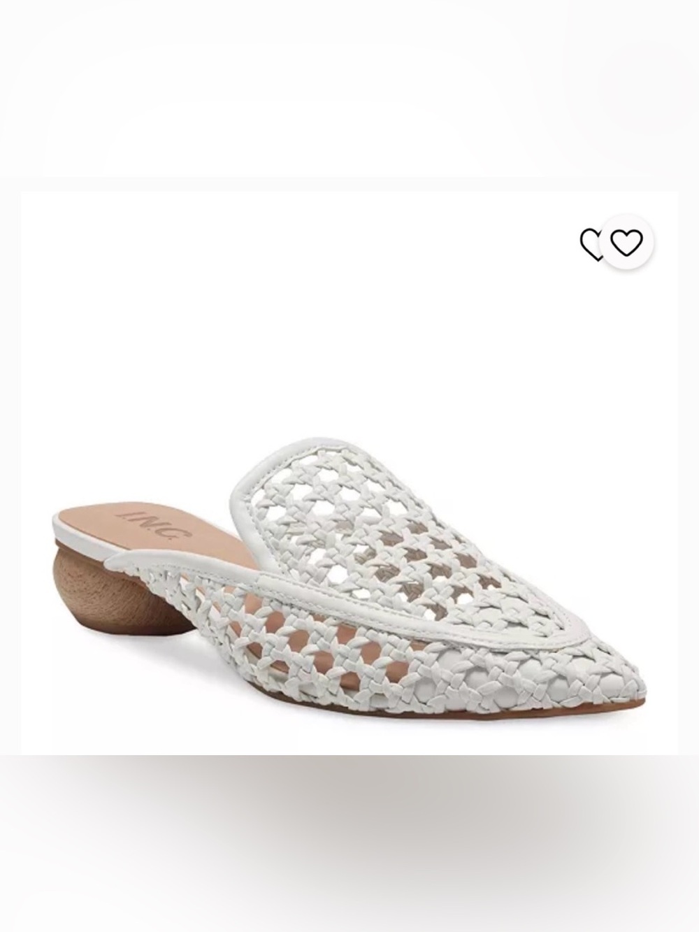 INC International Concepts White Woven Leather Mule